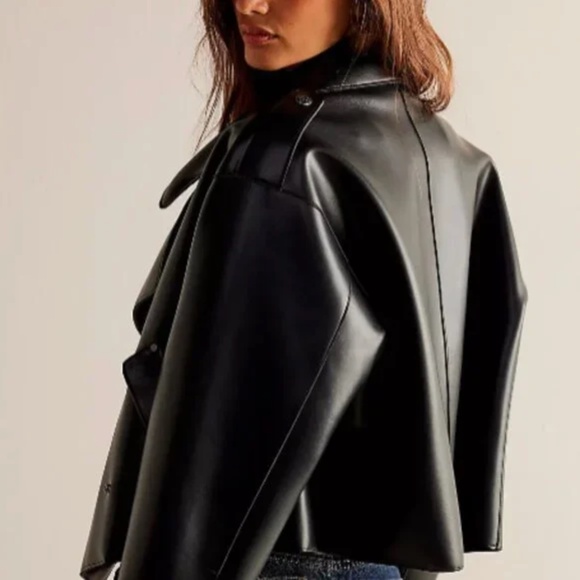 FREE PEOPLE -- We The Free Alexis Vegan Leather Jacket, L, PG1482 - Picture 3 of 8